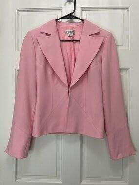 Vtg Bebe Pink Cropped Blazer Jacket Size 6 Made in USA Y2K Pastel Barbiecore